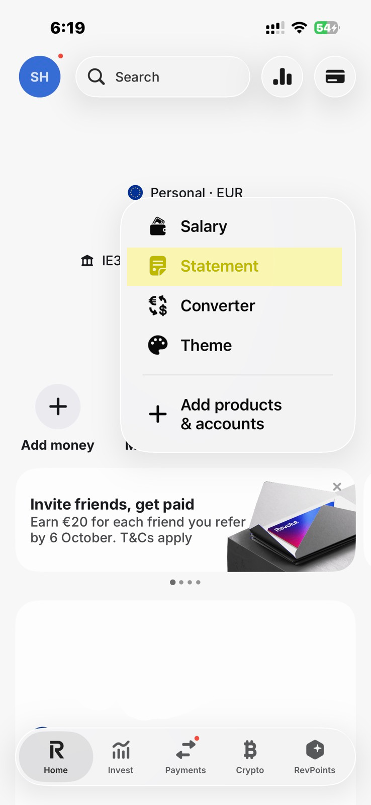 Revolut export step 2