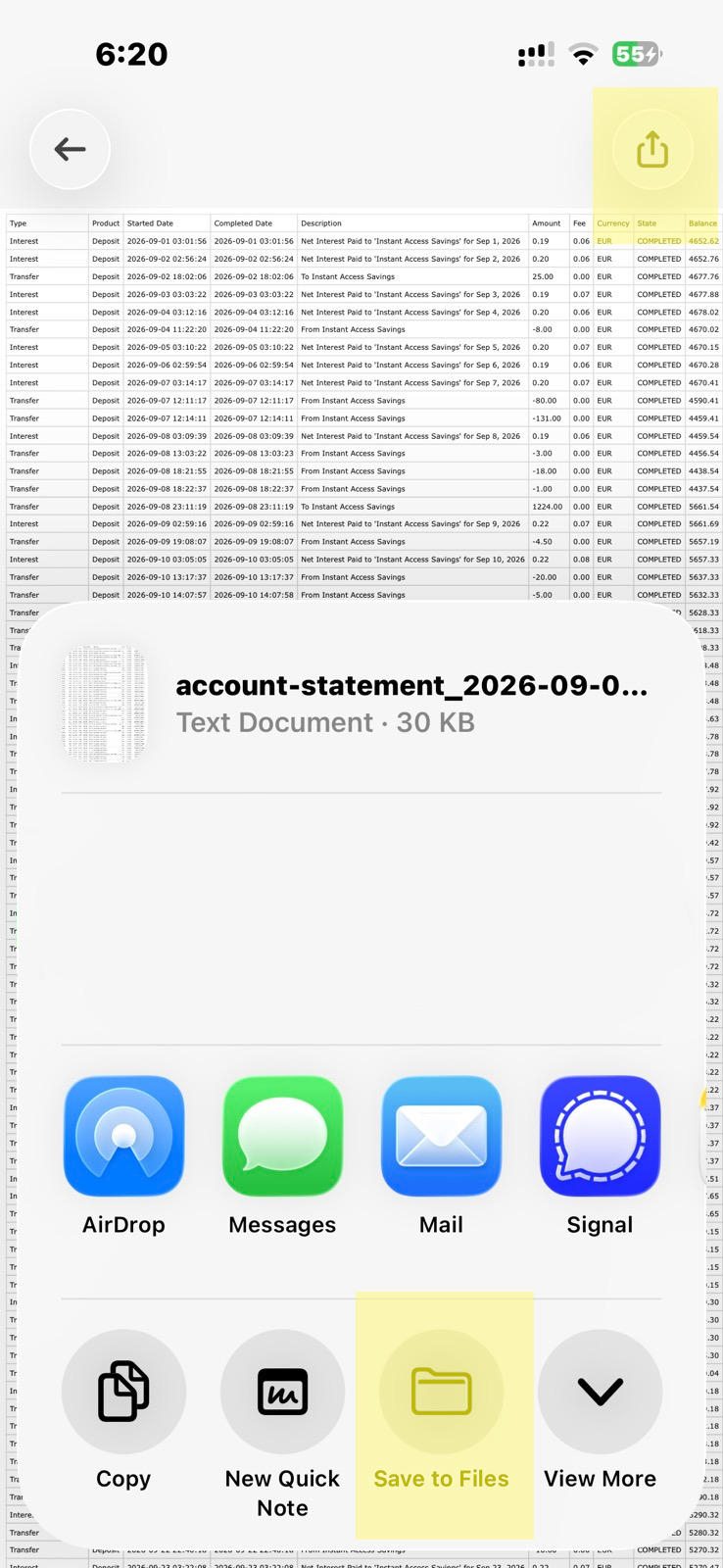 Revolut export step 4